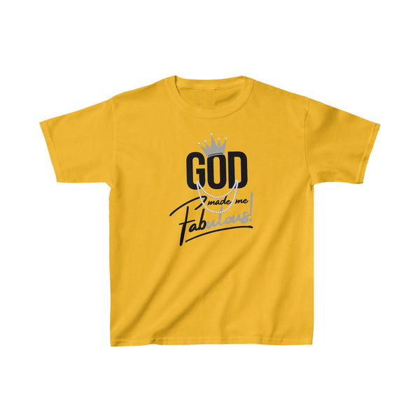 God Made Me Fabulous Youth T-Shirt-silver