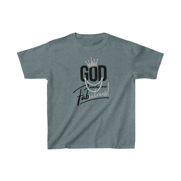 God Made Me Fabulous Youth T-Shirt-silver