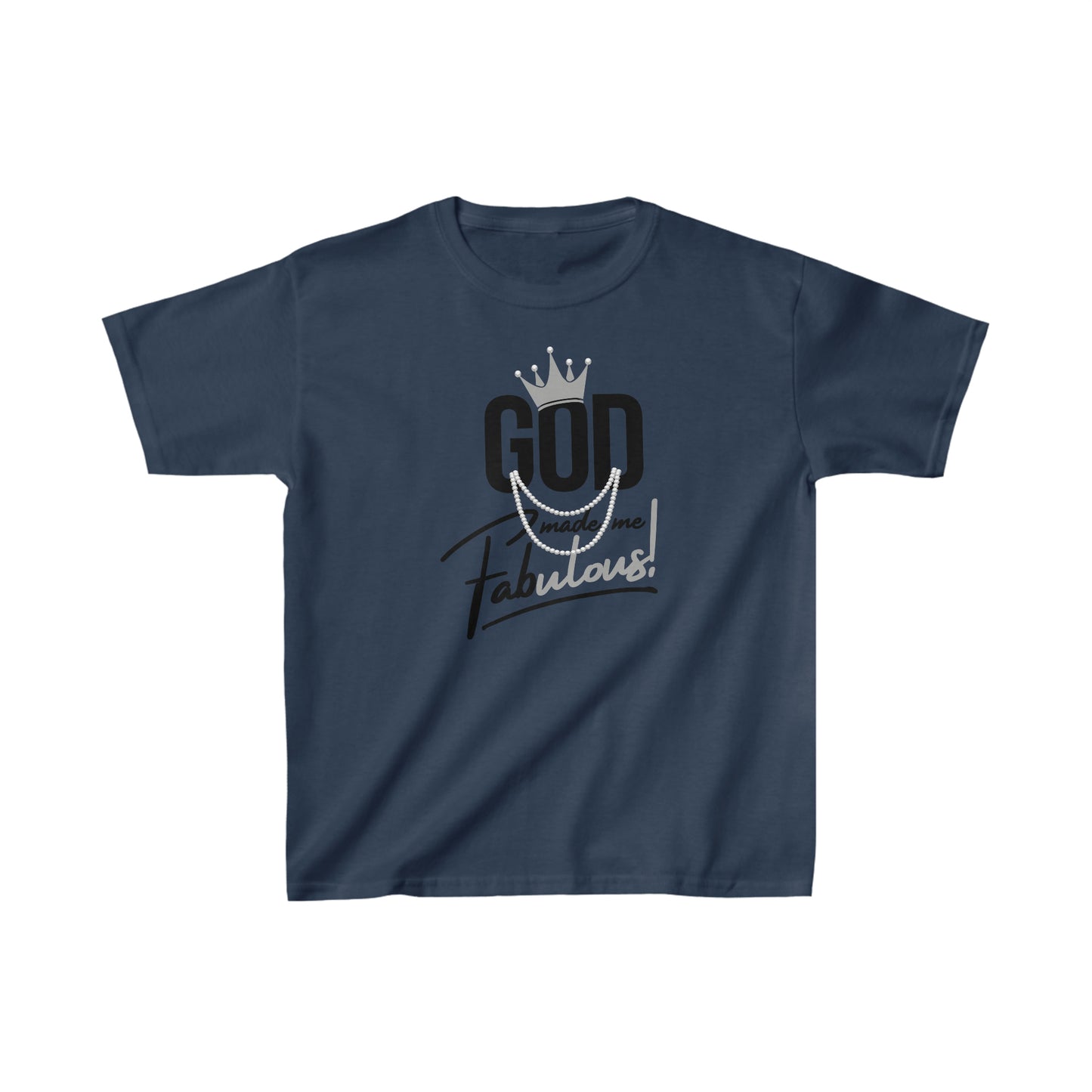 God Made Me Fabulous Youth T-Shirt-silver