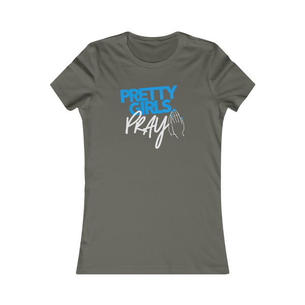 Pretty Girls Pray Fitted Tee- Blue