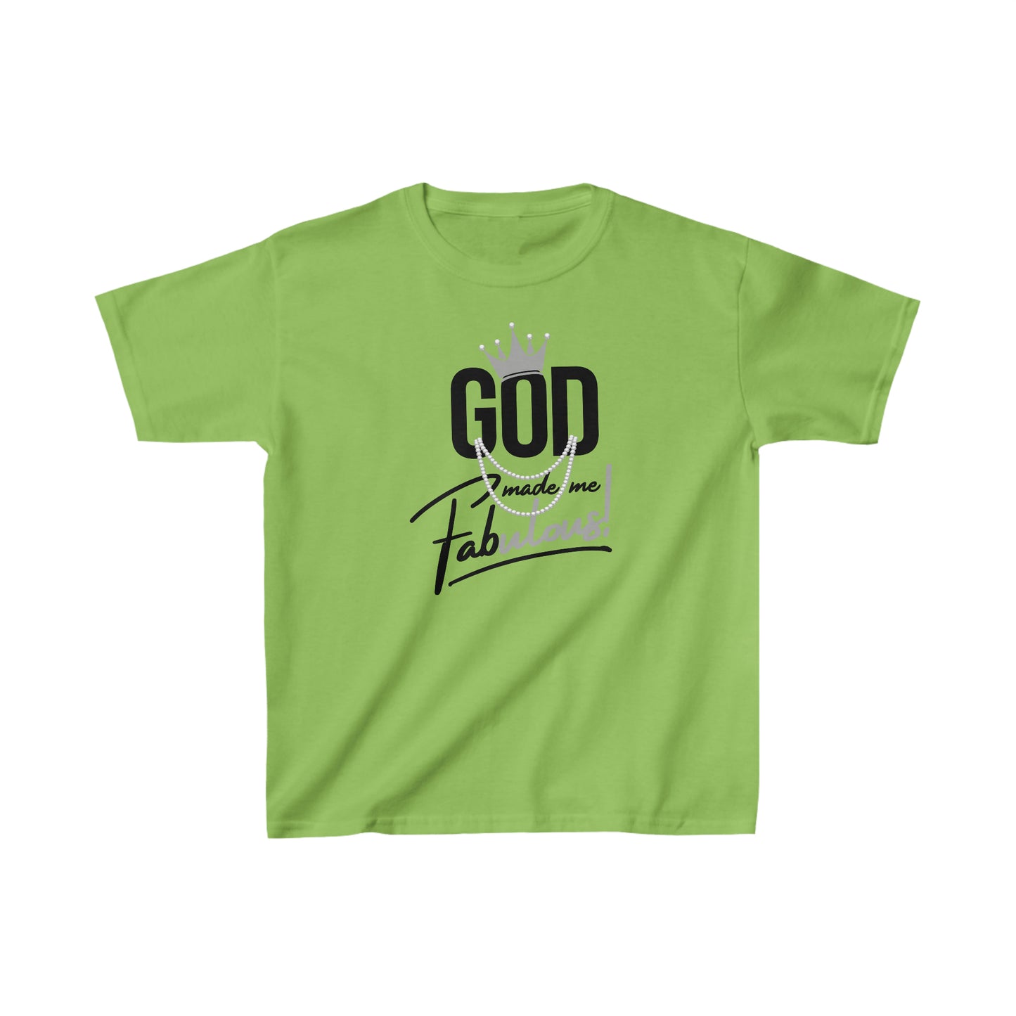 God Made Me Fabulous Youth T-Shirt-silver